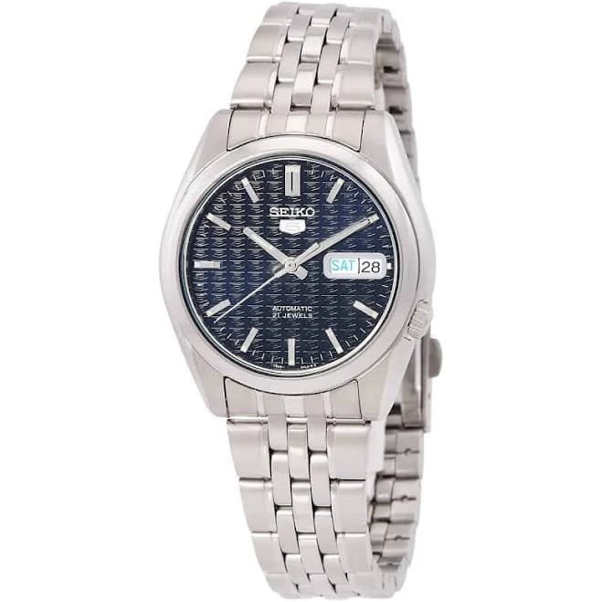 Seiko Men's 5 Automatic Day-Date Blue Dial Steel Watch snk357k1