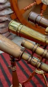 Antique Brass Double Barrel Telescope: Nautical Tripod Decor - Etsy