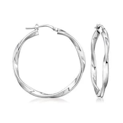 Italian Sterling Silver Twisted Hoop Earrings