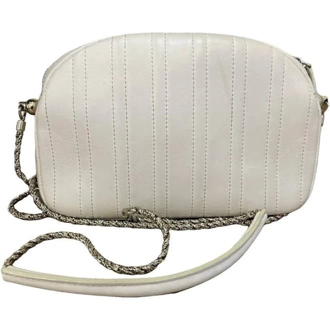 Sézane Leather Shoulder Bag Ecru Gold Chain Strap