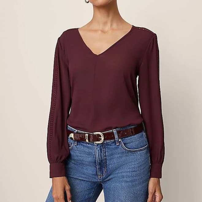 Ann Taylor Women's Lace Trim Top