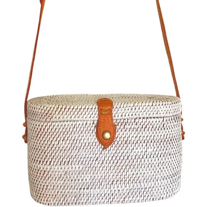 Poppy + Sage Luna Straw Rattan Shoulder Bag