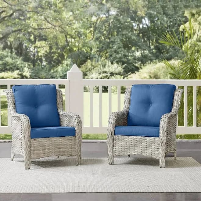 Gymojoy Patio Club Chair All-Weather Rattan Chair - Mix White - Blue