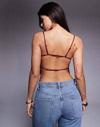 ASOS DESIGN satin open back strappy top in burgundy in scuba-style fabric | ASOS
