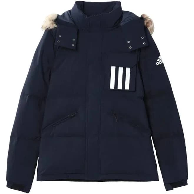 Adidas Down Puffa 3str Outdoor Hooded Down Jacket Blue