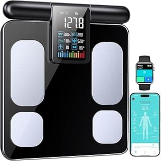 8-Electrode Smart Body Fat Scale with Handle, 28 Body Metrics, Segmental Measurements for Arms/Legs/Torso for Arms/Legs/Torso, Large Display, App Sync, 180kg/400lbs