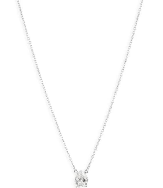 Sterling Silver CZ Pear Pendant Necklace