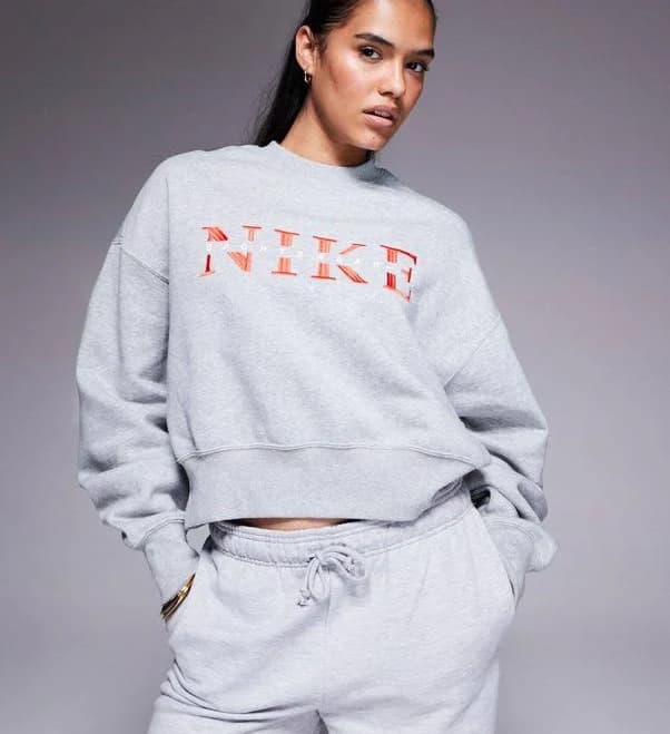 Nike Women's Phoenix Fleece Graphic Sweatshirt - Gray - Sweatshirts
