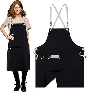 Crossback Pottery Apron Split Leg with Large Pocket Canvas Apron with Adjustable Strap for Art Garden Nail Tech Hairstylist