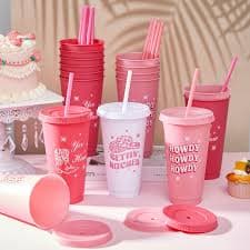 Amazon.com: Tessco for you 16 Pcs Bridesmaid Cups with Lids and Straws 24 oz Reusable Bridesmaid Tumblers Plastic Cups Bridal Party Supplies for Wedding Gifts Decorations(Disco Cowgirl) : Home & Kitchen