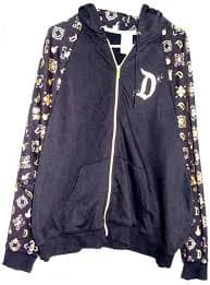 NWOT Disneyland Disney Sleeping Beauty Castle Zip Hoodie Black Gold Print -