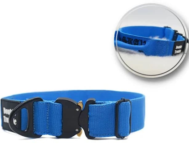 Blue Tactical K9 Classic Dog Collar: Cobra Buckle, Heavy Duty, Personalized