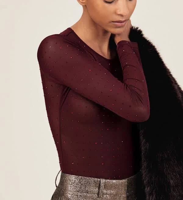 Reiss Women's Pippa Crystal-Embellished Mesh Bodysuit