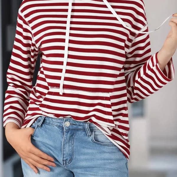 Julia Stripe Kangaroo Pocket Hoodie