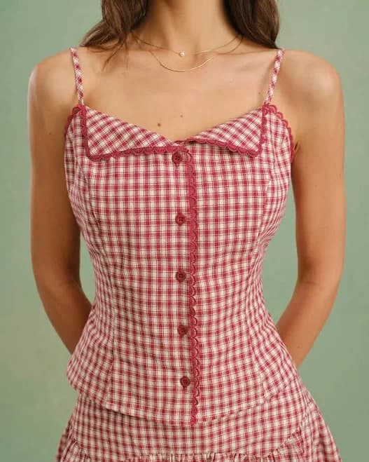 Rihoas French Retro Gingham Cami