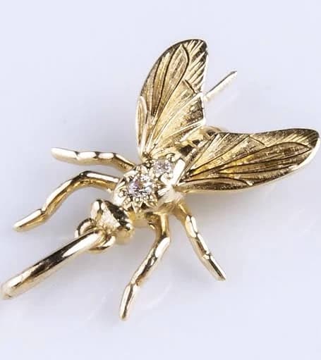 14K Diamond Realistic Fly Charm