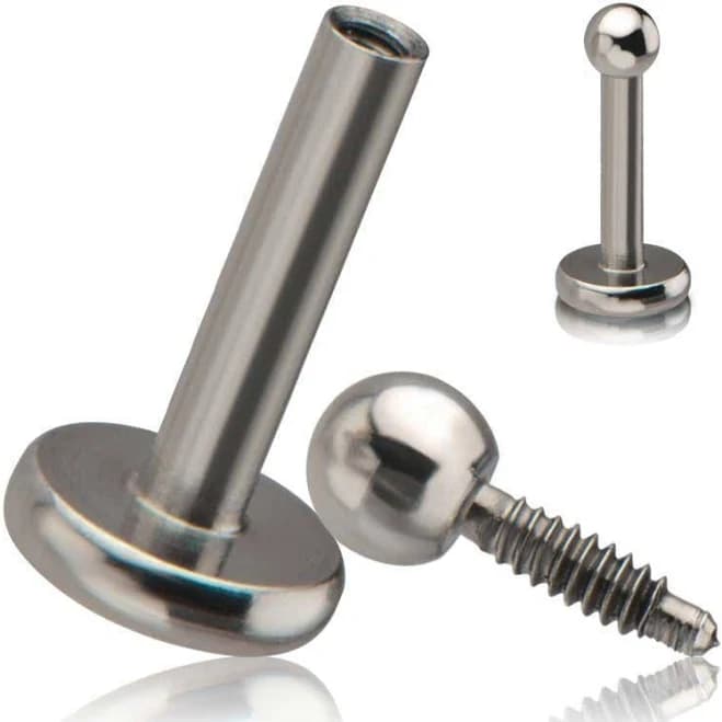16G 316L Internally Threaded Flat Back Labret Ball End