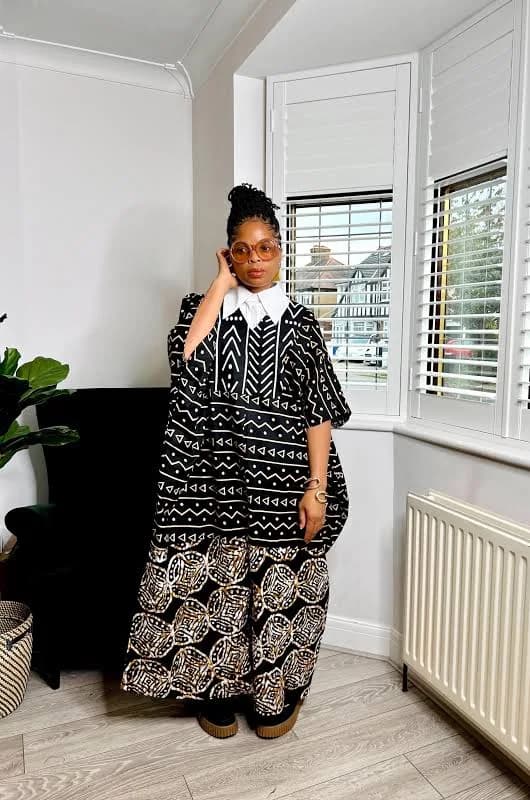 African Print Cotton Kaftan Bubu Maxi Dress