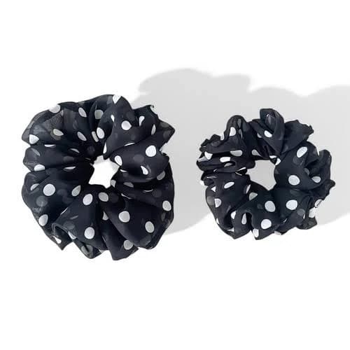 Polka Dot Chiffon Scrunchie