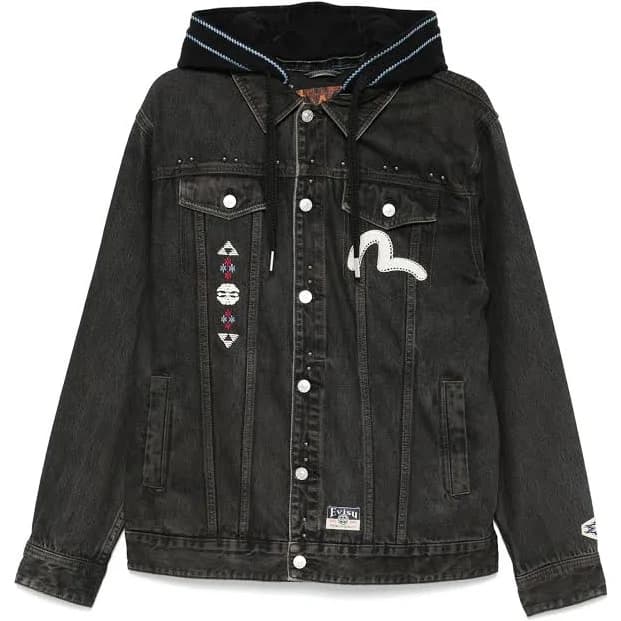 EVISU - patchwork denim jacket - men - Cotton/Cotton - M - Black