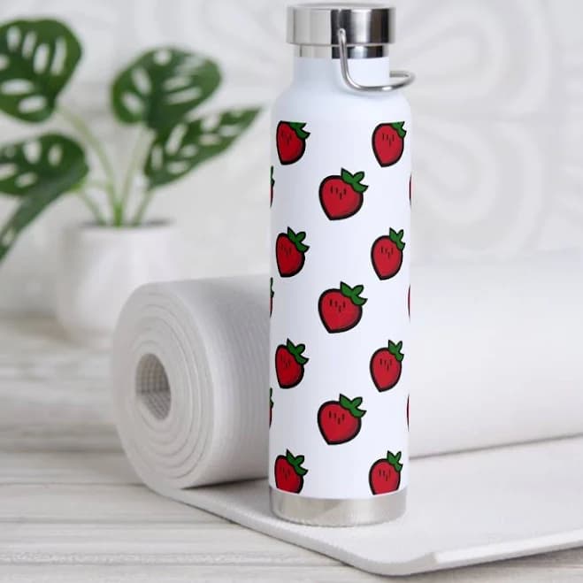 Cute Red Favorite Cartoon Strawberries Water Bottle