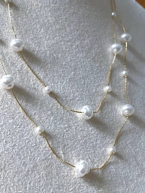 Elegant Double Layer Pearl Choker Necklace