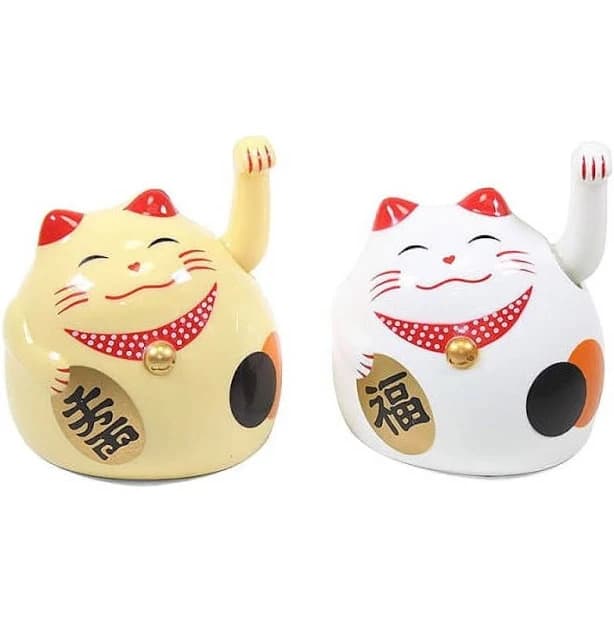 EHD White & Gold Beckoning Fortune Cats Maneki Neko Toy