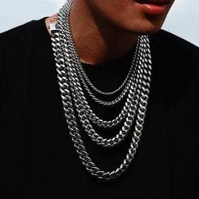 Stainless Steel Miami Cuban Link Chain Necklace