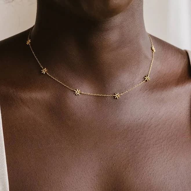 Caitlyn Minimalist Dainty Flower Child Station Necklace