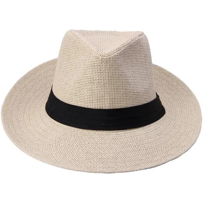 Panama Hat with Black Ribbon Band