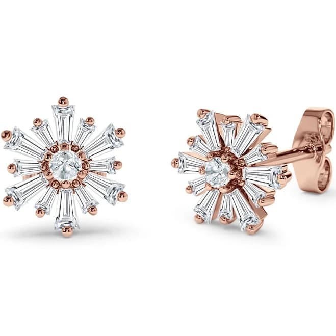 925 Sterling Silver Cubic Zirconia Flower Stud Earrings