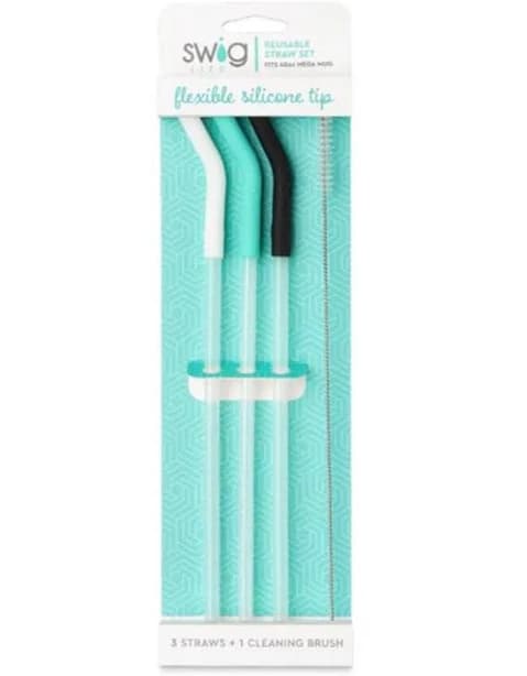 Swig Reusable Mega Straw Set In White