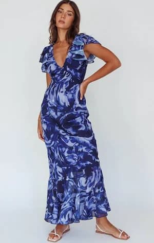 Here Comes The Sun Women's Ruffle Sleeve Maxi Dress