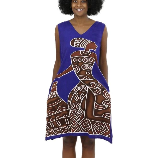 Sleeveless African Print Batik Dress