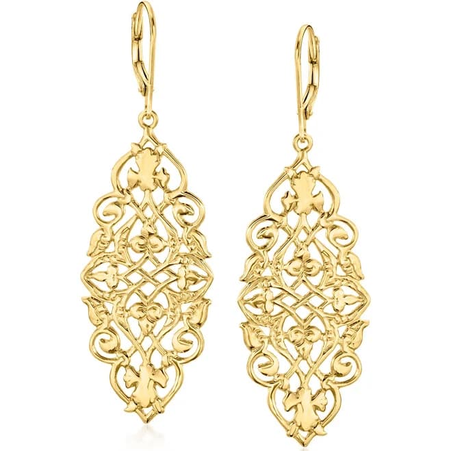 18kt Gold Filigree Drop Earrings