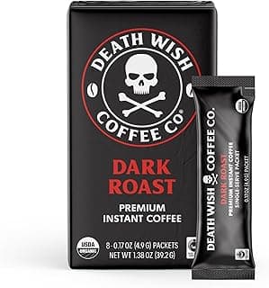 Instant Dark Roast Coffee Packets, Bold & Intense Blend of Arabica & Robusta Beans, USDA Organic, 8 Count