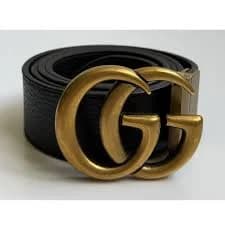 Gucci GG Marmont Men's Belt Black Leather Gold Buckle Size 95/38
