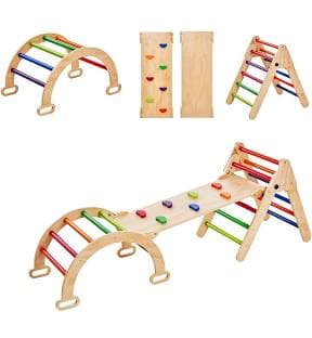 VEVOR Pikler Triangle Set 5 in 1 Toddler Climbing Toys