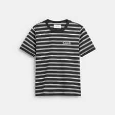 Coach Striped Signature Ringer T Shirt In Organic Cotton In Multi | ModeSens