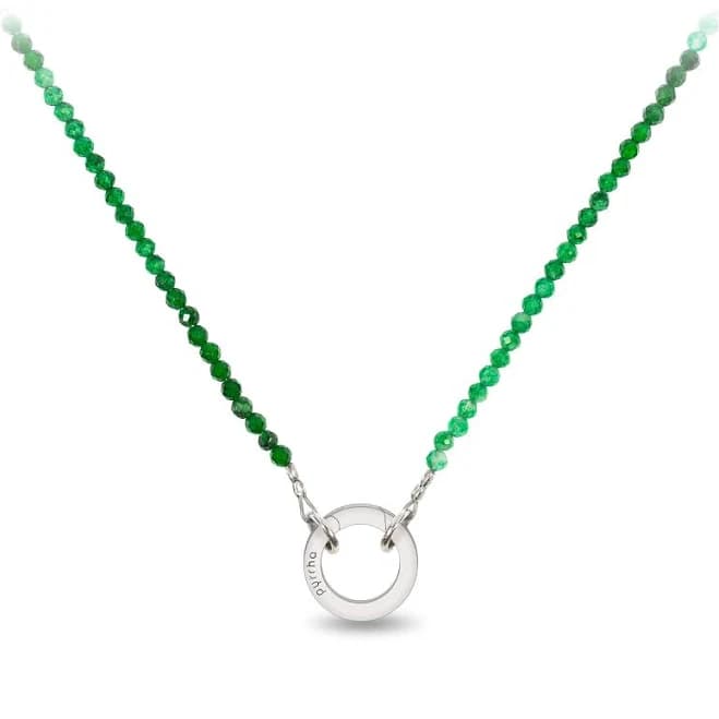 Green Onyx Faceted Stone Choker with Talisman Clip 17"