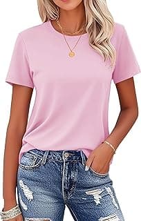 Women's Cotton T-Shirts Short-Sleeve Shirts Crew-Neck Tops Classic-Fit Breathable Casual Summer Tees