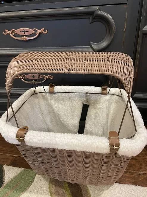 Solvit Wicker Bicycle Basket Carrier Puppy Pet Portable No Mounting