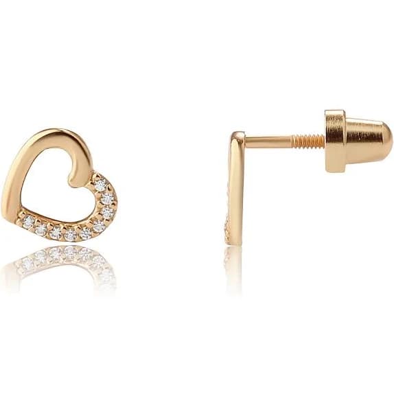 14K Gold-Plated Floating Heart Stud Earrings