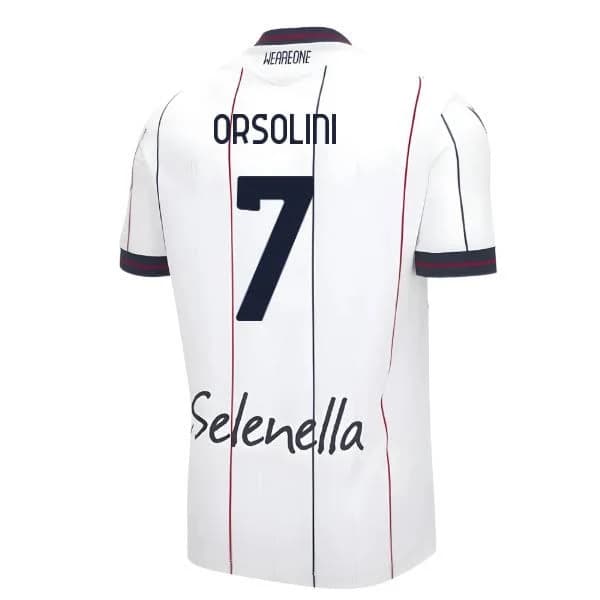 '25-'26 Bologna Away Jersey (Orsolini 7) Men's White Polyester Made By: Macron