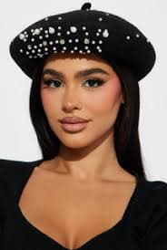 Pearls For Me Beret - Black | Fashion Nova
