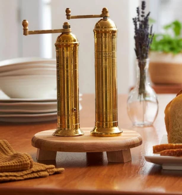 Brass Salt and Pepper Grinder Set: 9" & 8" Mills