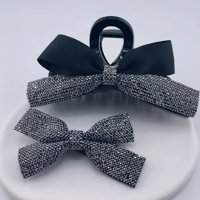 Handmade Rhinestone Bow Hair Claw