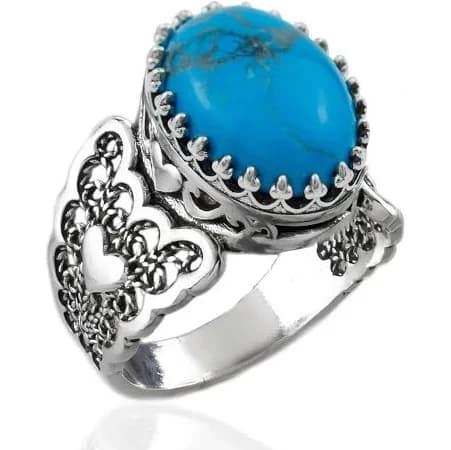 FILIGRANIST Women's Sterling Silver Turquoise Filigree Statement Ring