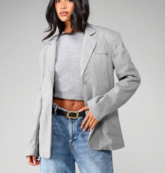 Missguided Professional Herringbone Notch Lapel Blazer