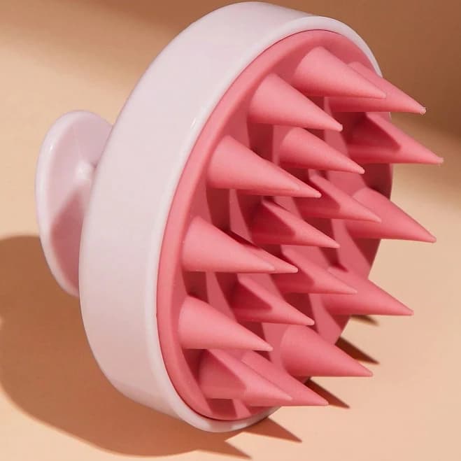 SHEIN Pink Scalp Massager Shampoo Brush Shower Scrubber Exfoliating Soft Silicone Bristles Hair Wet Dry Use Treatment Dandruff Remover